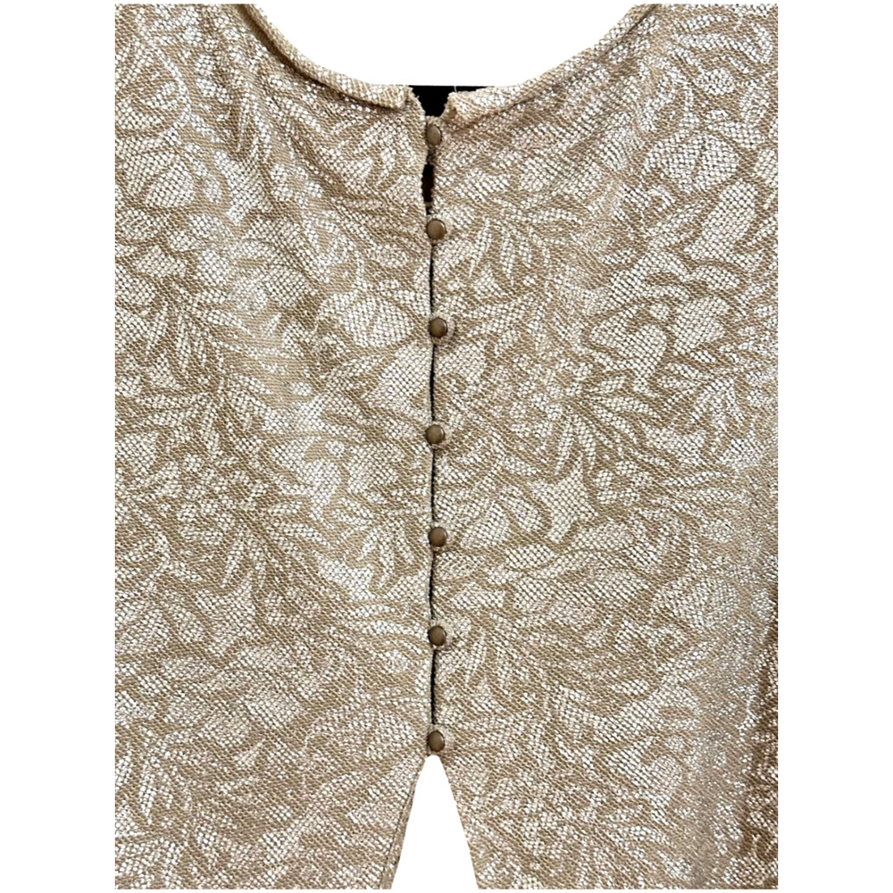 Free People Metallic Floral Cotton Cropped Tank Top Metal Back Buttons Large - Picture 6 of 11